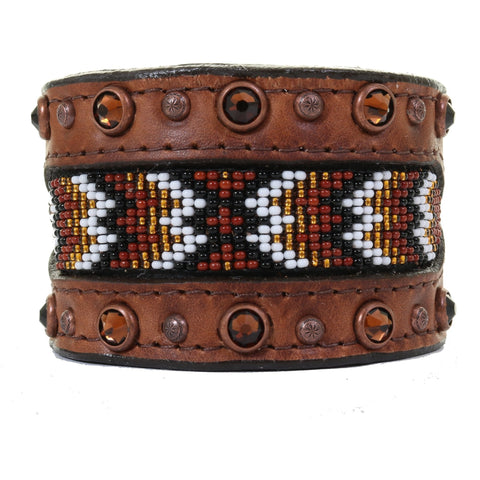 CUF237A - 2" Brandy Pull-Up Beaded Cuff - Double J Saddlery