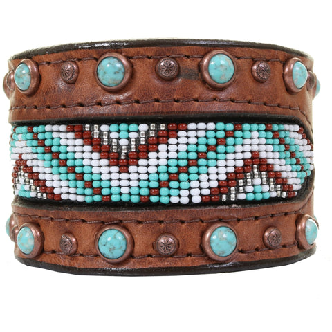 CUF238A - 2" Brandy Pull-Up Beaded Cuff - Double J Saddlery