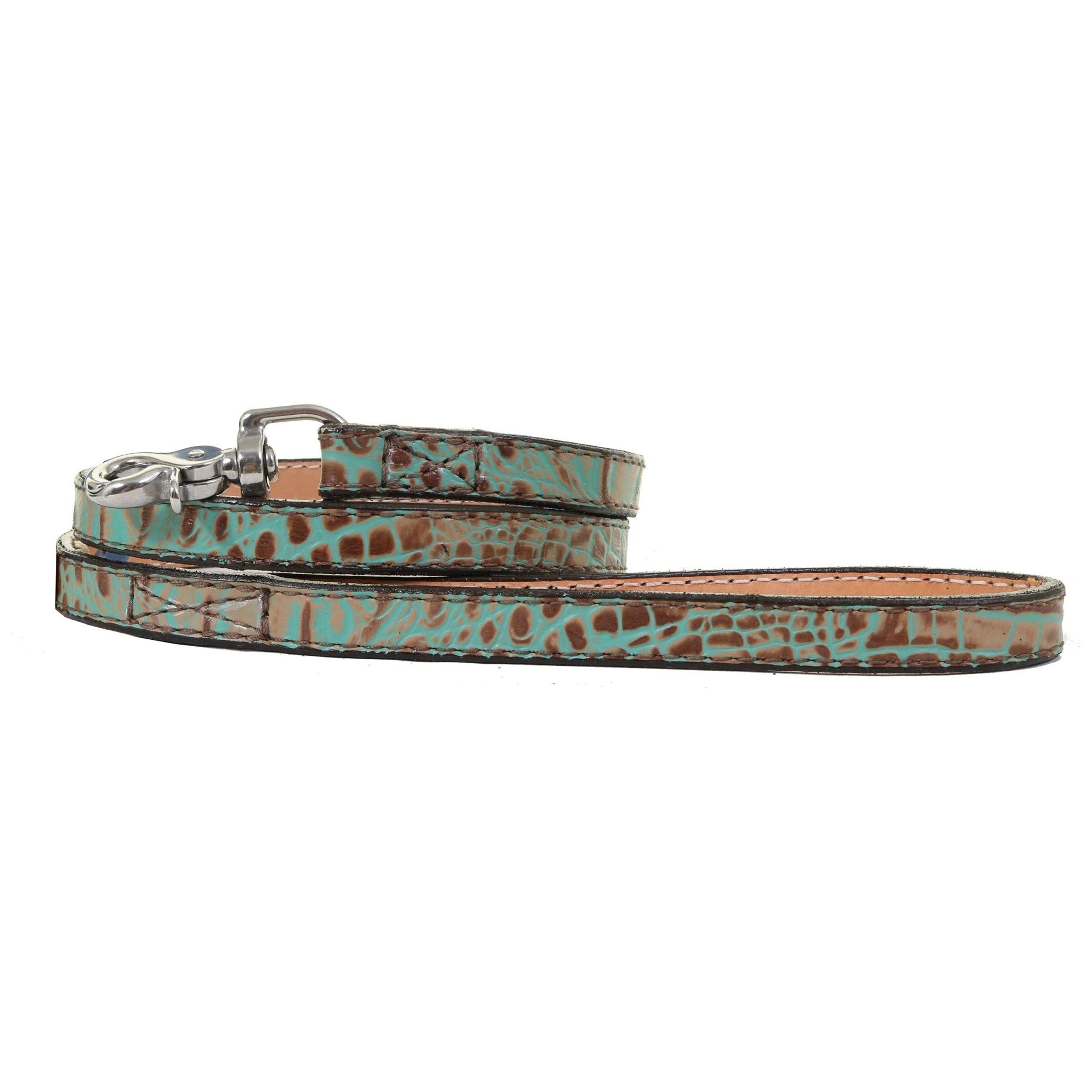 DL06 - Vintage Mint Gator Dog Leash - Double J Saddlery