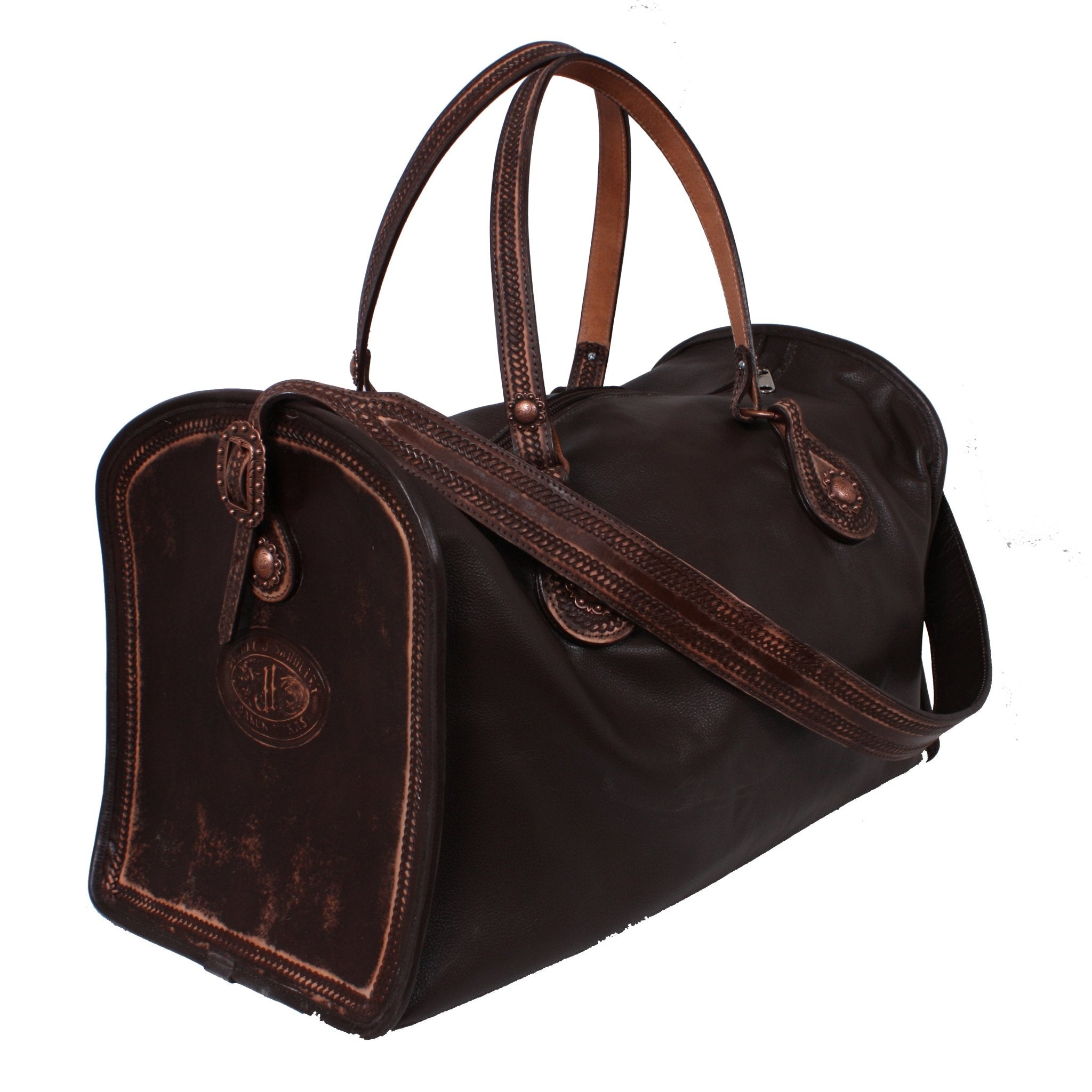 DUF07 - Floral Vintage Tooled Duffel Bag - Double J Saddlery