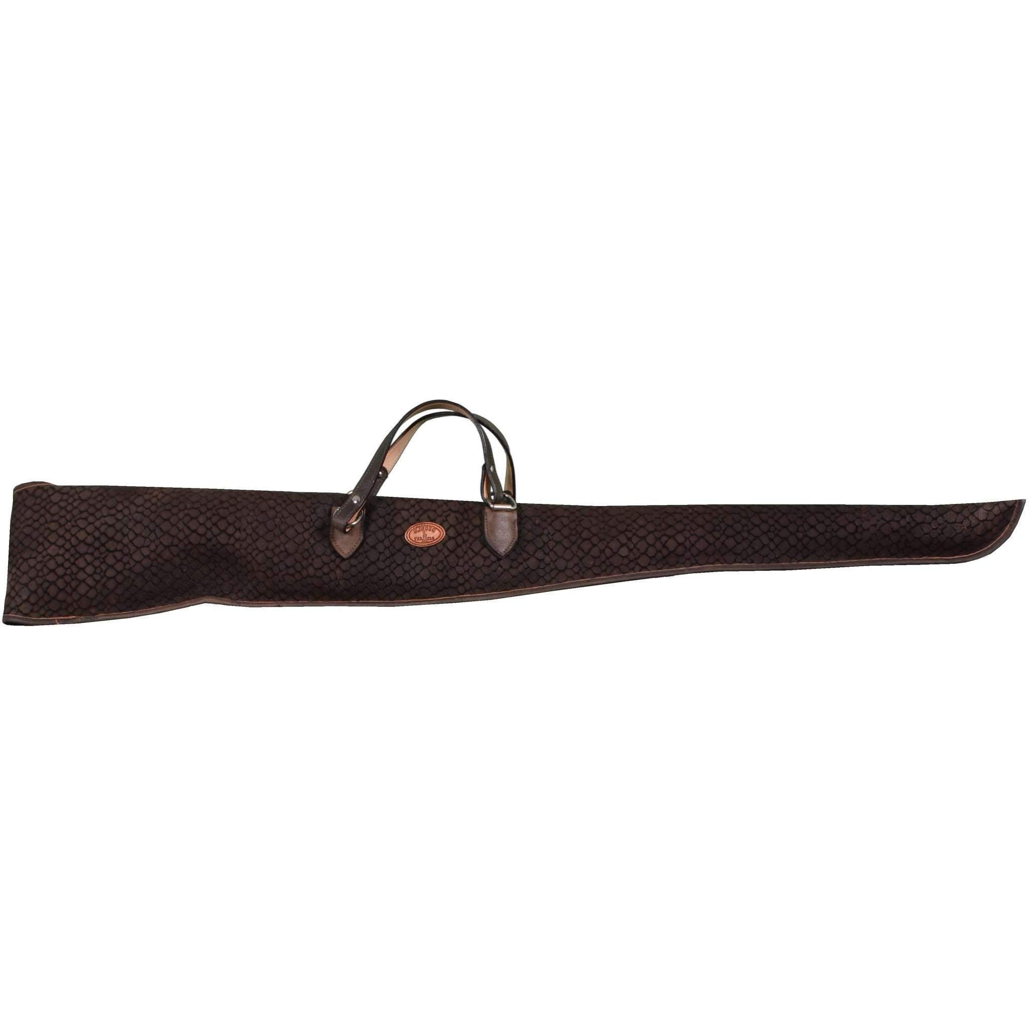 GCS19 - Brown Gator Print Suede Gun Case - Double J Saddlery