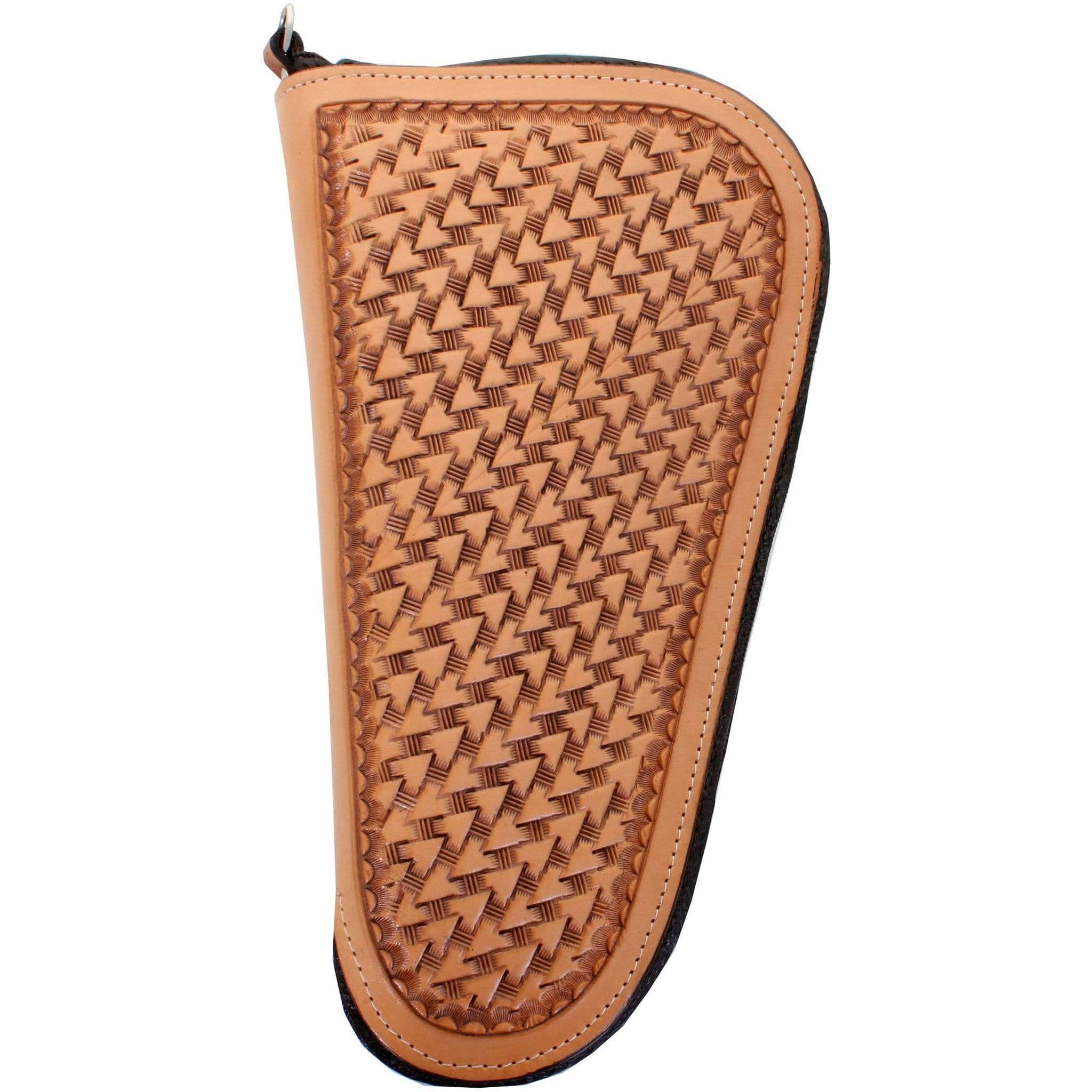 GCS42 - Natural Leather Tooled Pistol Case - Double J Saddlery