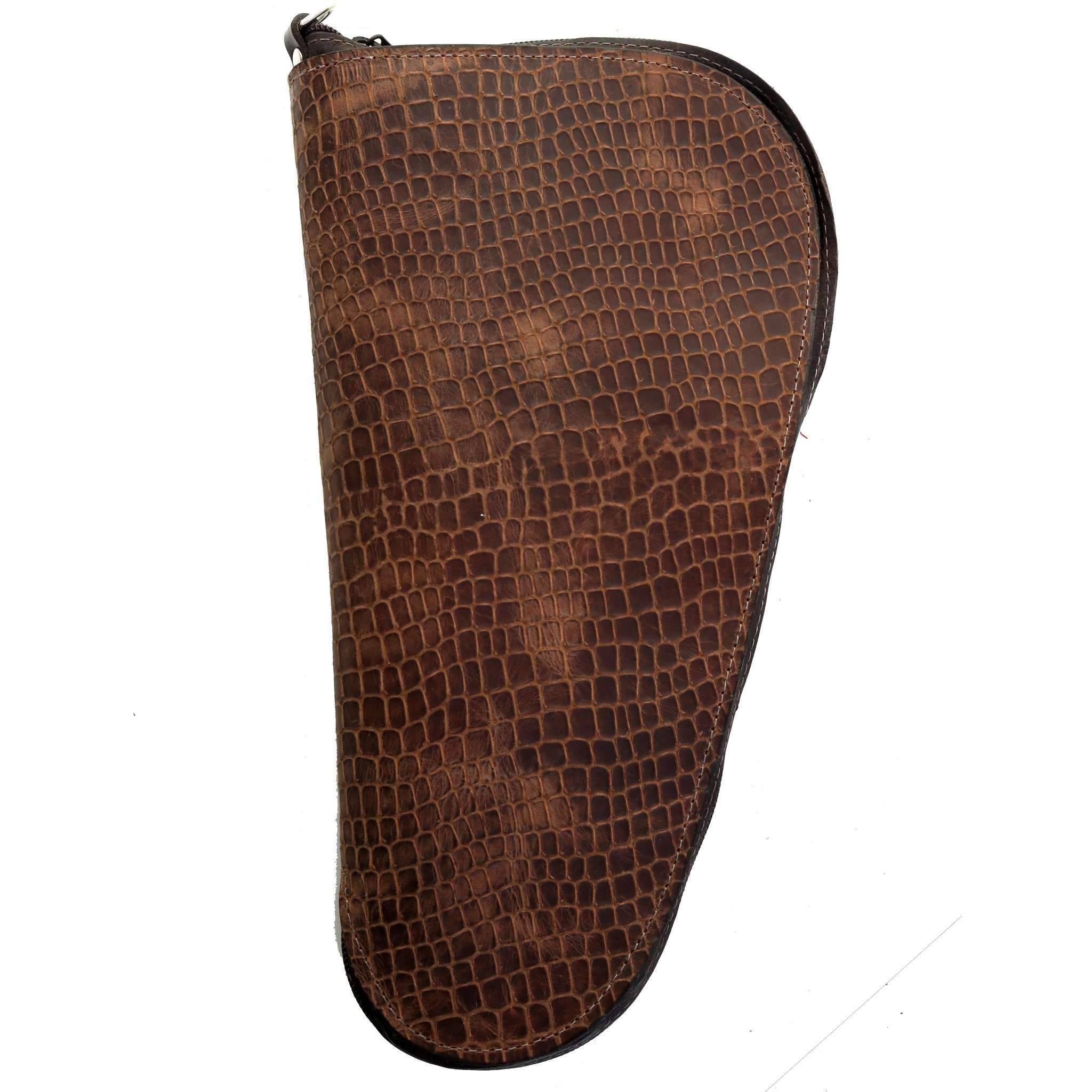 GCS53 - Brown Vintage Gator Print Pistol Case - Double J Saddlery