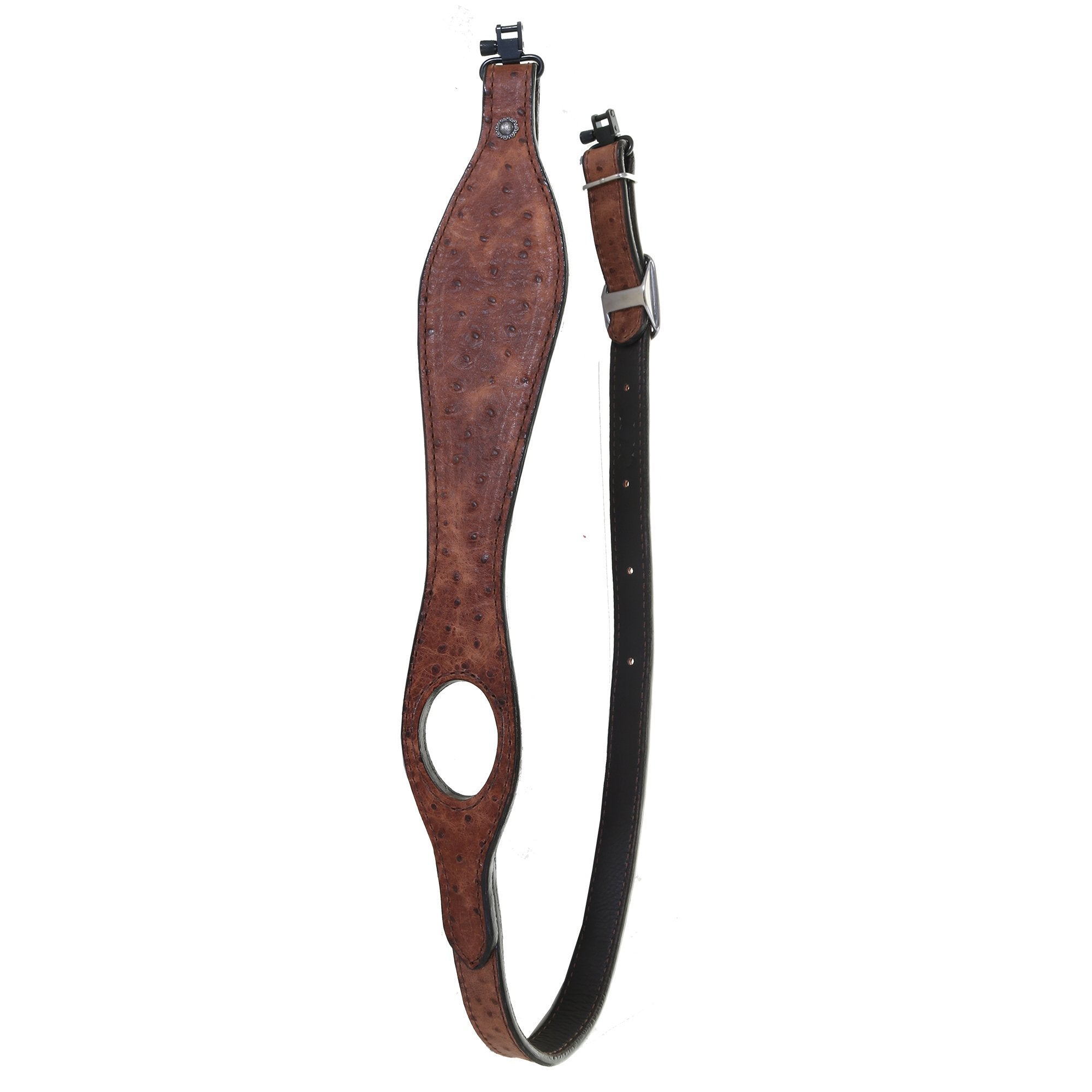 GS28 - Vintage Cognac Ostrich Print Gun Sling - Double J Saddlery
