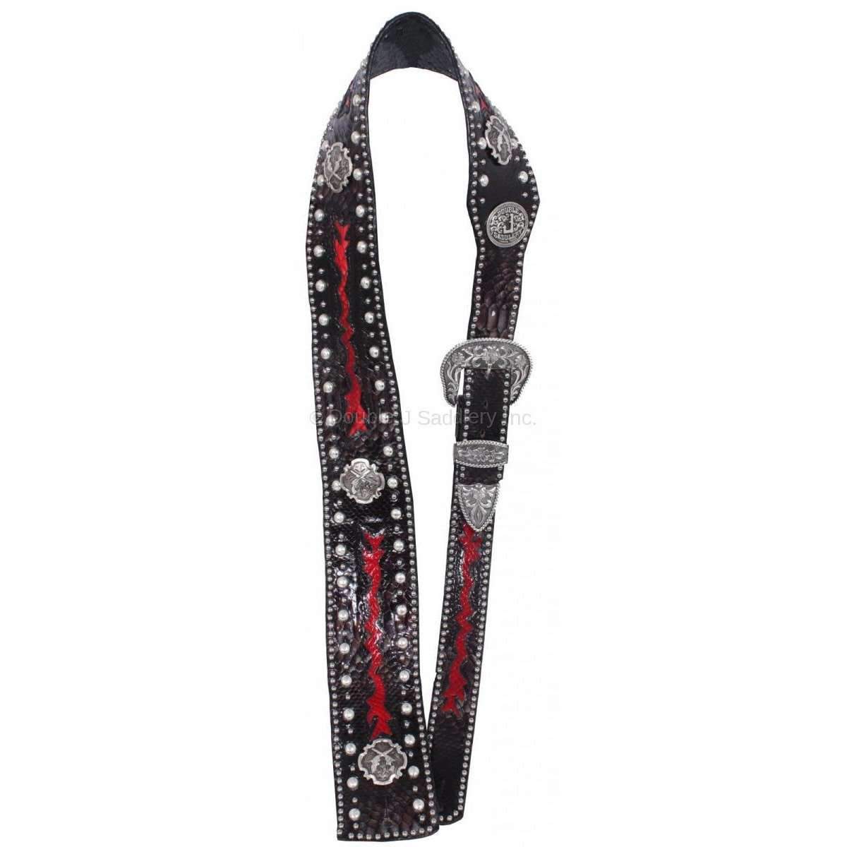 GUITARS06 - Black Snake Inlayed Guitar Strap - Double J Saddlery