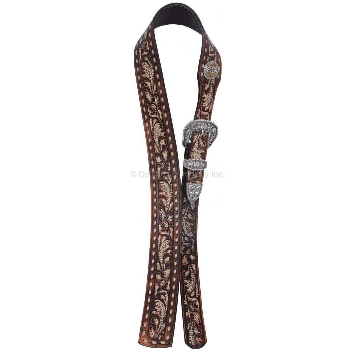 GUITARS12 - Brown Vintage Buckstitched Guitar Strap - Double J Saddlery