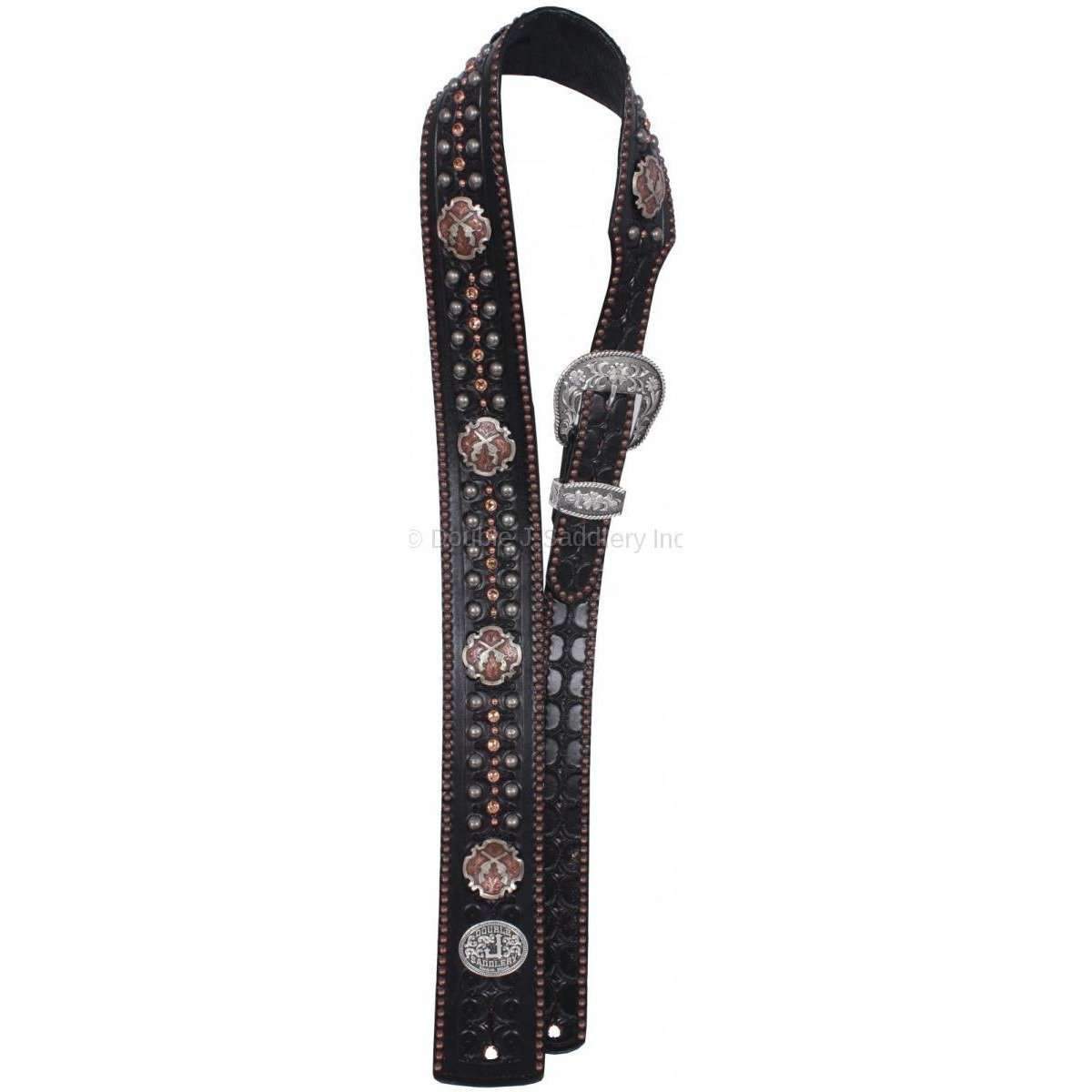 GUITARS16 - Black Leather Crystal/Dot Guitar Strap - Double J Saddlery