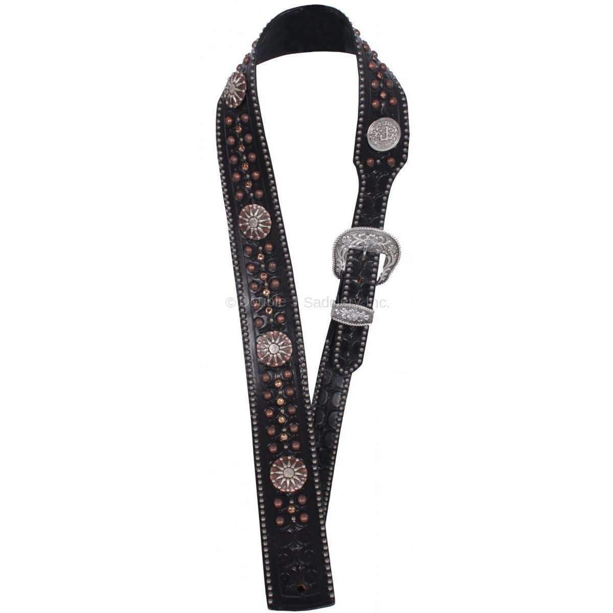 GUITARS17 - Black Leather Crystal/Dot Guitar Strap - Double J Saddlery