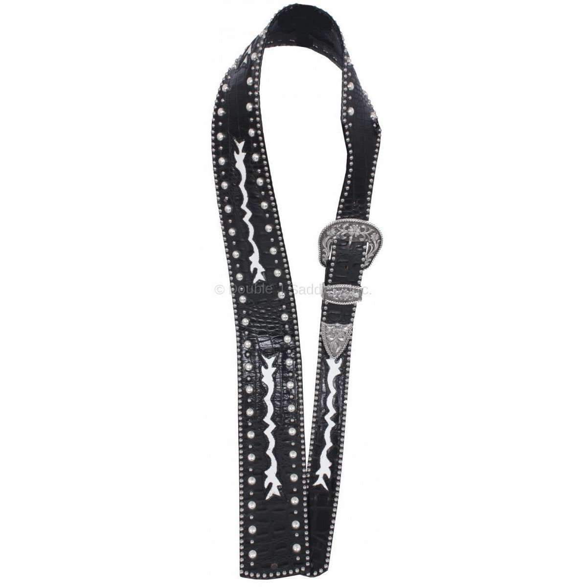 GUITARS18 - Black Gator Inlayed Guitar Strap - Double J Saddlery