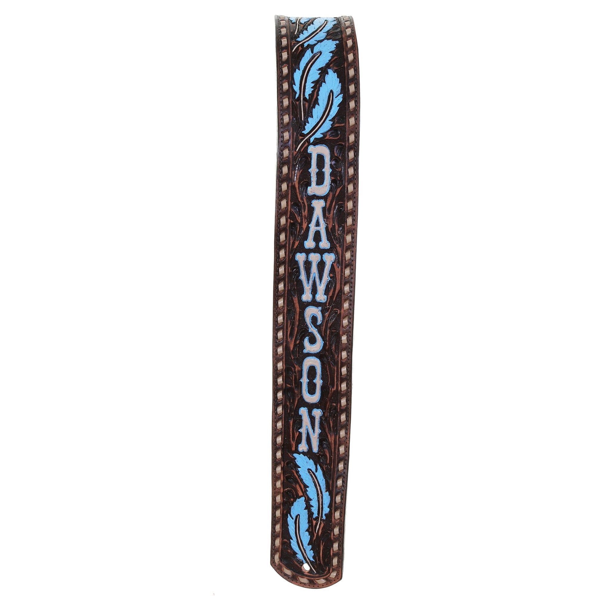 GUITARS28 - Brown Vintage Feather Tooled Guitar Strap - Double J Saddlery