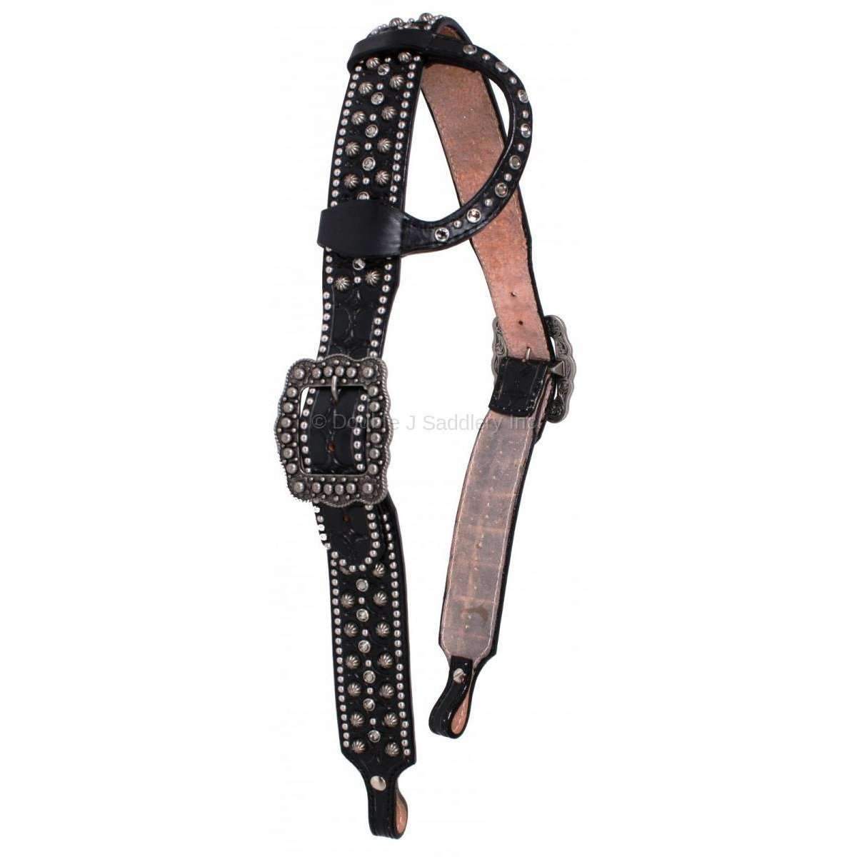 H1039 - Black Skirting Single Ear Headstall - Double J Saddlery