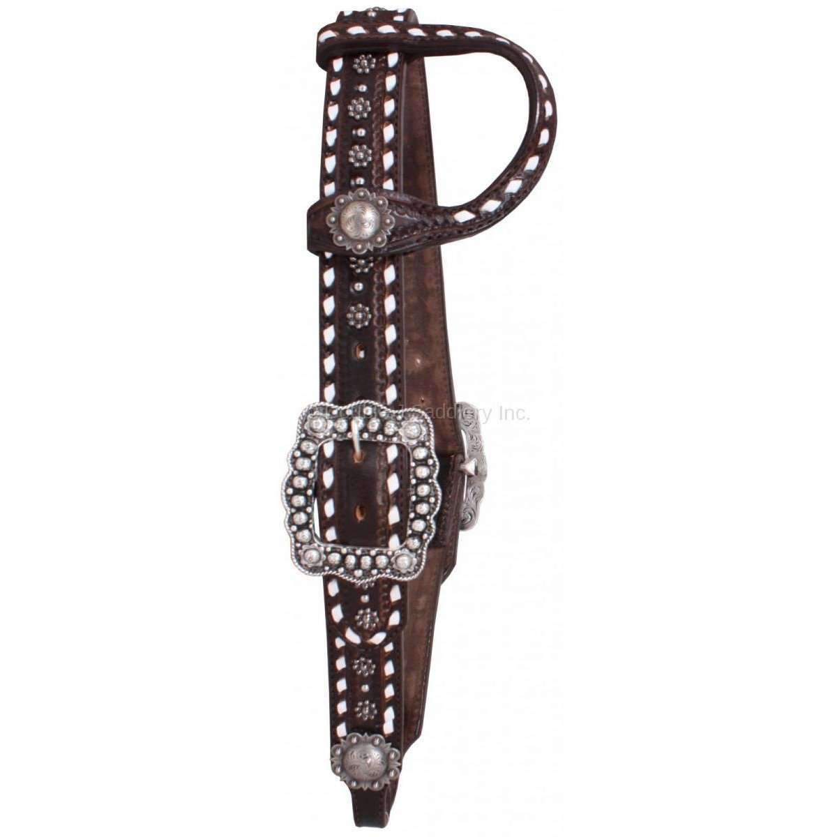 H1104A - Brown Vintage Single Ear Headstall - Double J Saddlery