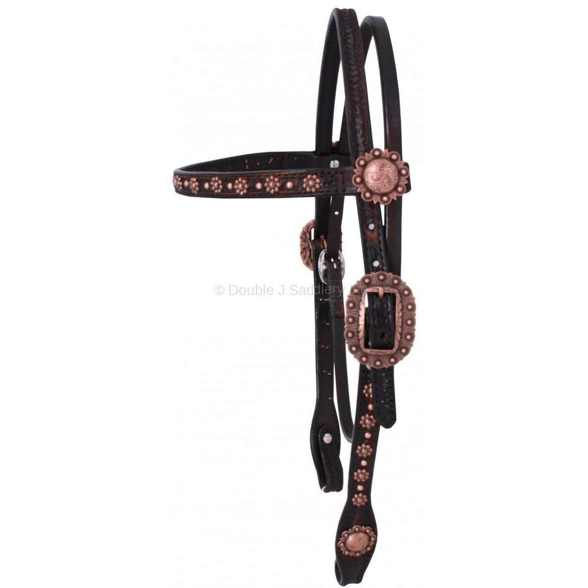 H1113 - Black Vintage Studded Headstall - Double J Saddlery