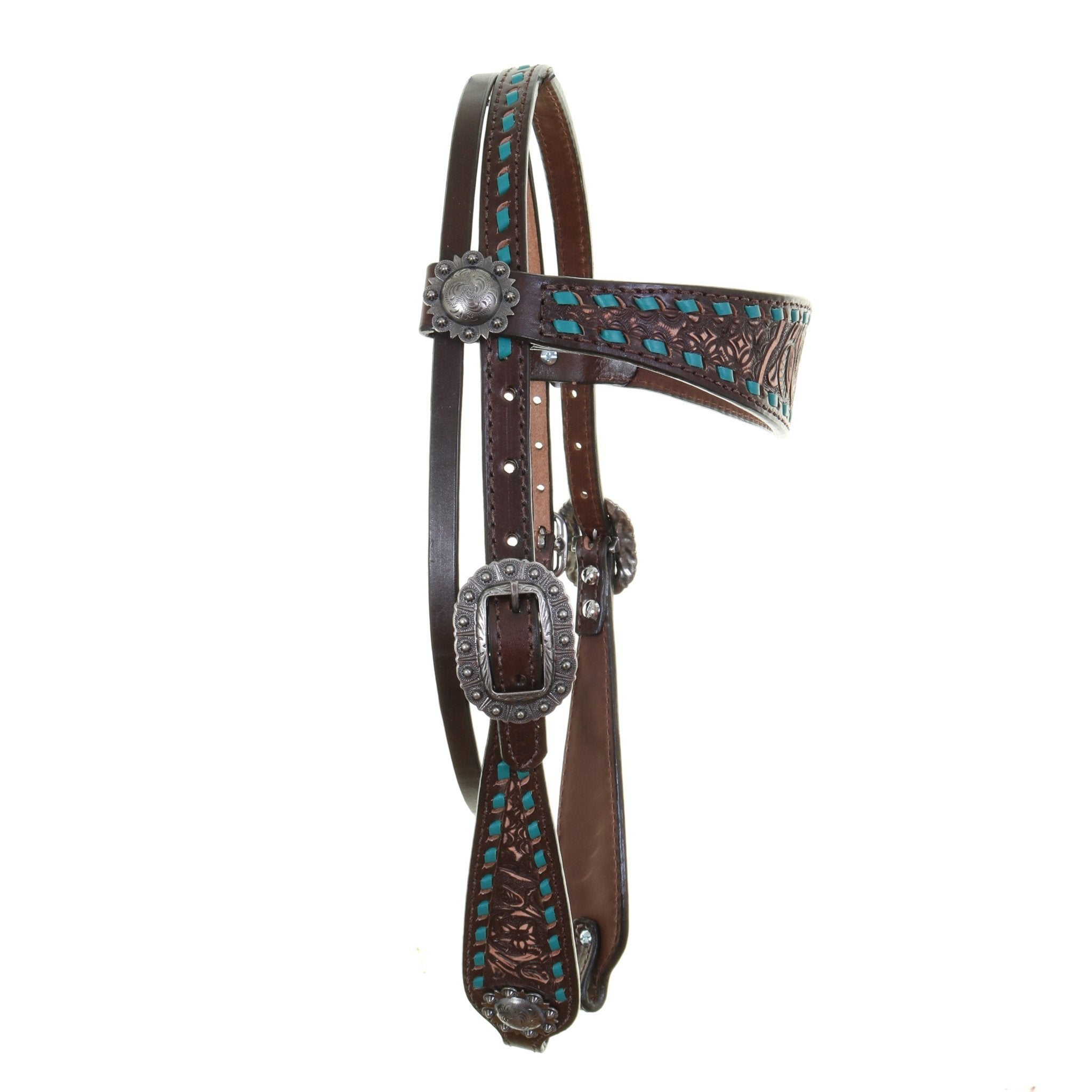 H1230 - Brown Vintage Browband Headstall - Double J Saddlery