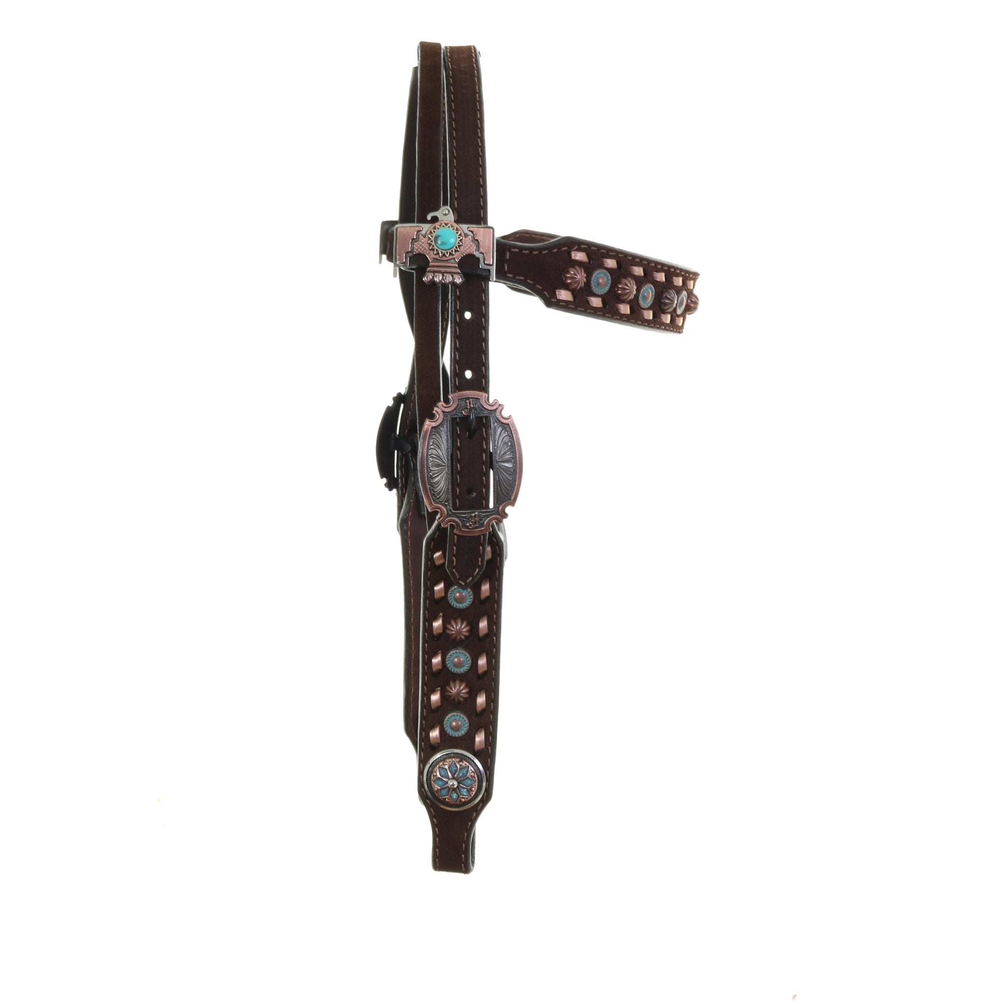 H1252 - Brown Roughout Browband Headstall - Double J Saddlery