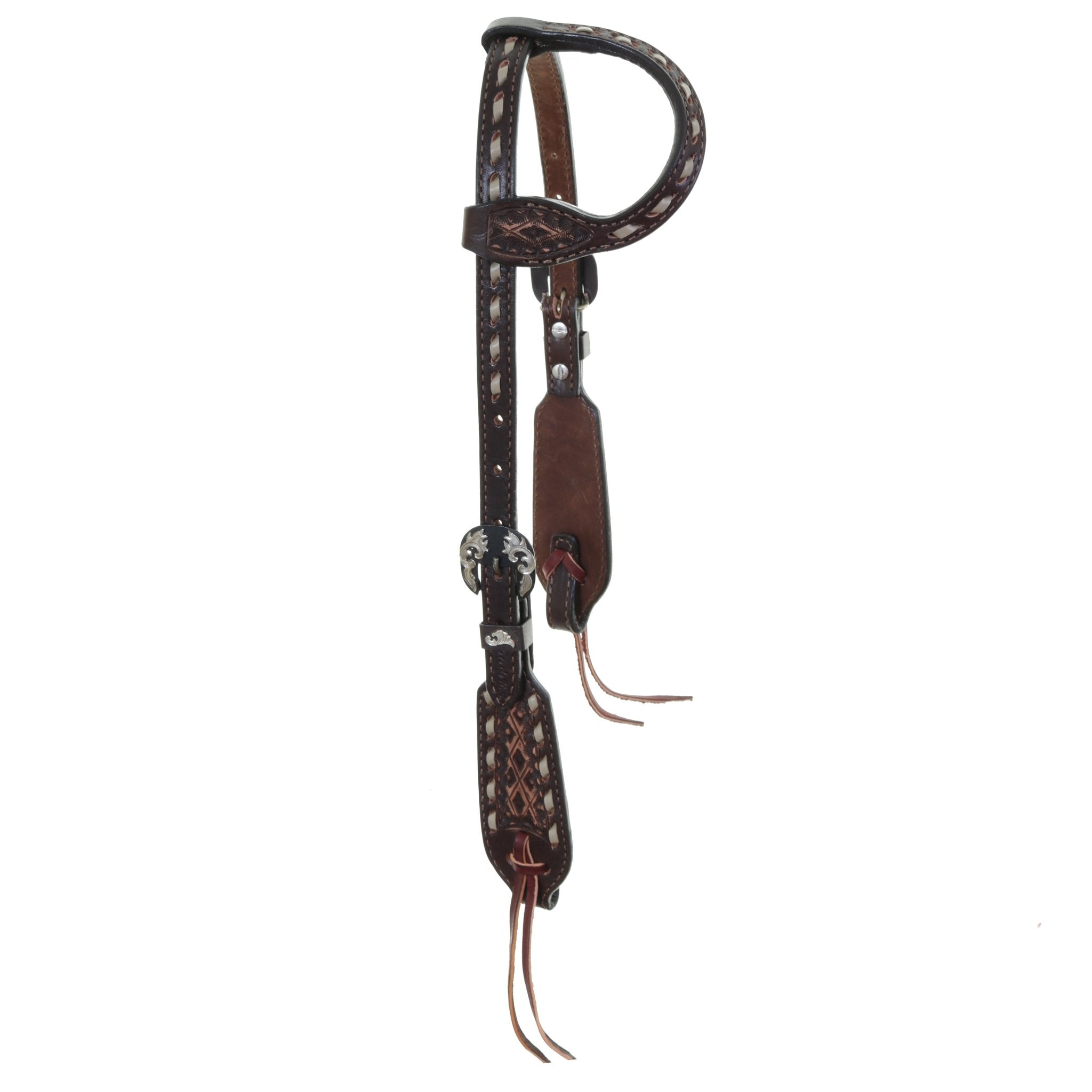 H1258- Brown Vintage Single Ear Headstall - Double J Saddlery