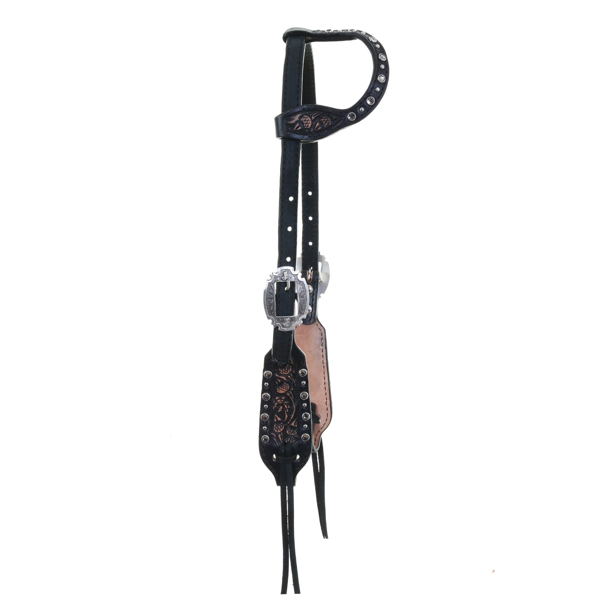 H1259- Black Vintage Single Ear Headstall - Double J Saddlery