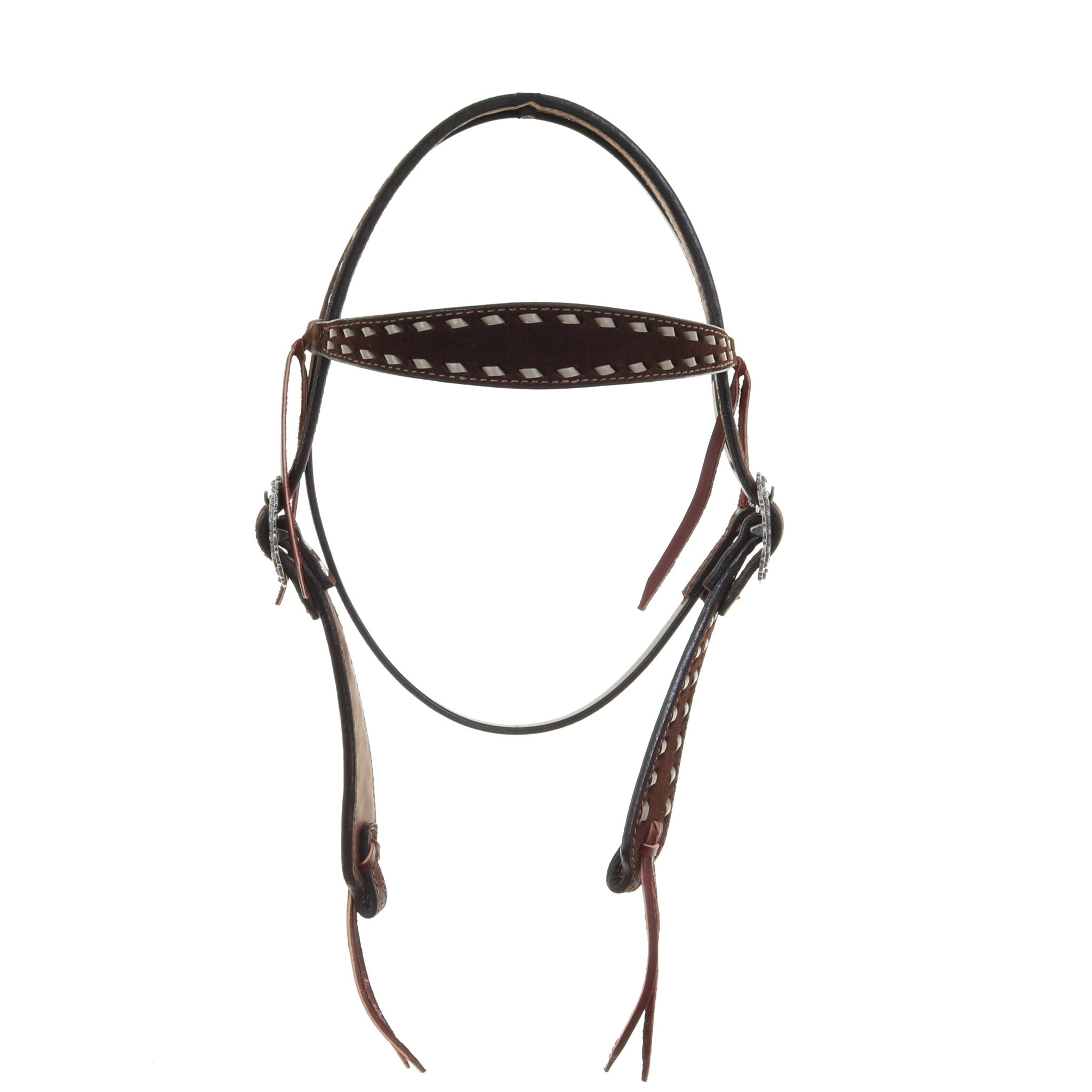 H1260 - Brown Roughout Browband Headstall - Double J Saddlery