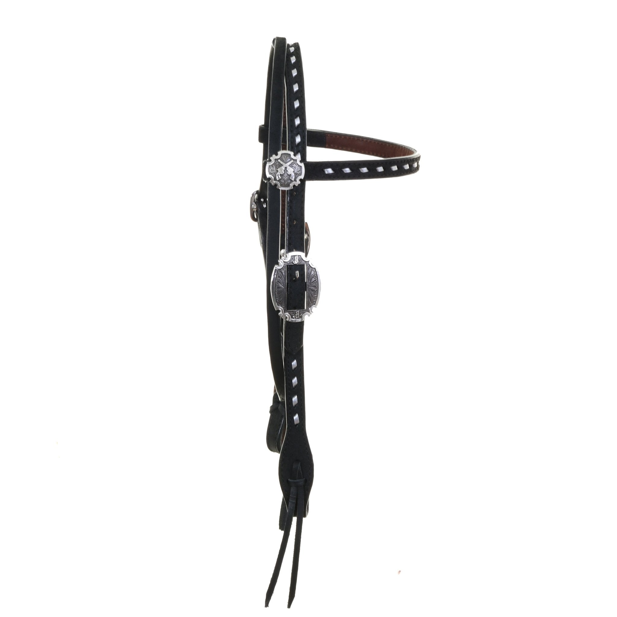 H1261 - Black Roughout Browband Headstall - Double J Saddlery