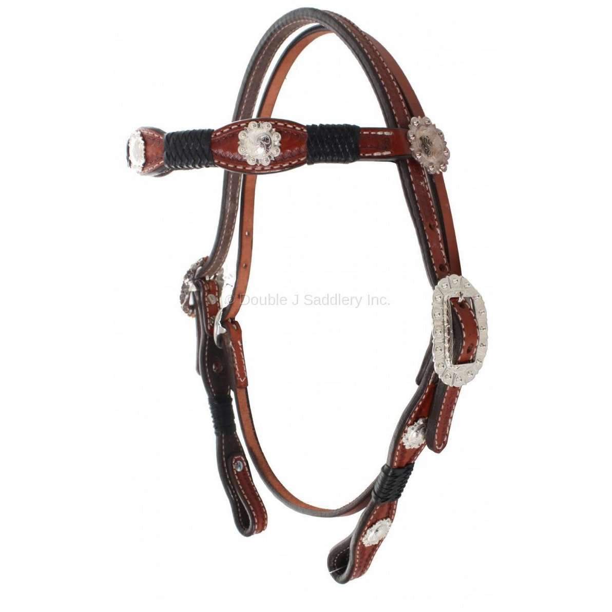 H173 - Chestnut Scalloped Headstall - Double J Saddlery
