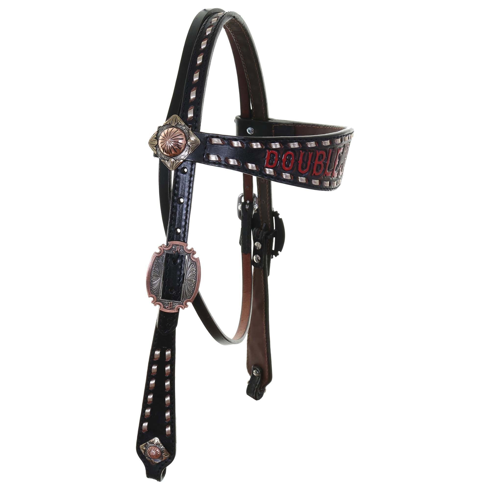 H2000 - Black Chestnut Vintage Headstall - Double J Saddlery