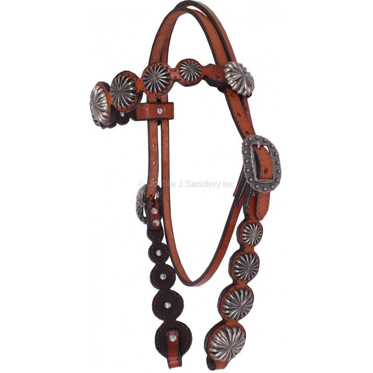 H484A - Chestnut Scalloped Headstall - Double J Saddlery