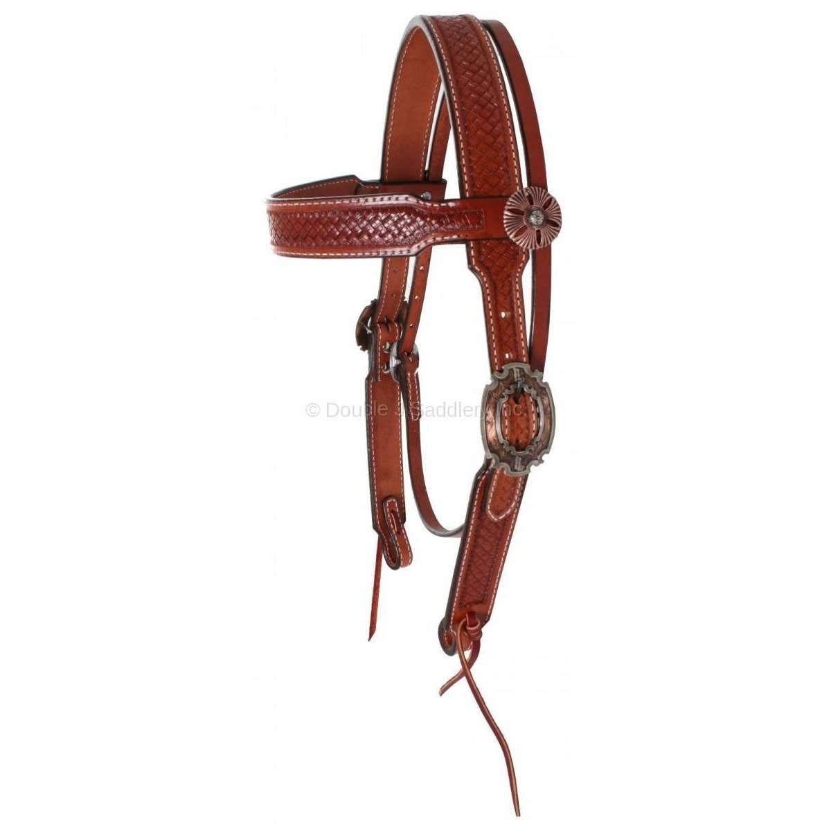 H648 - Chestnut Tooled Headstall - Double J Saddlery