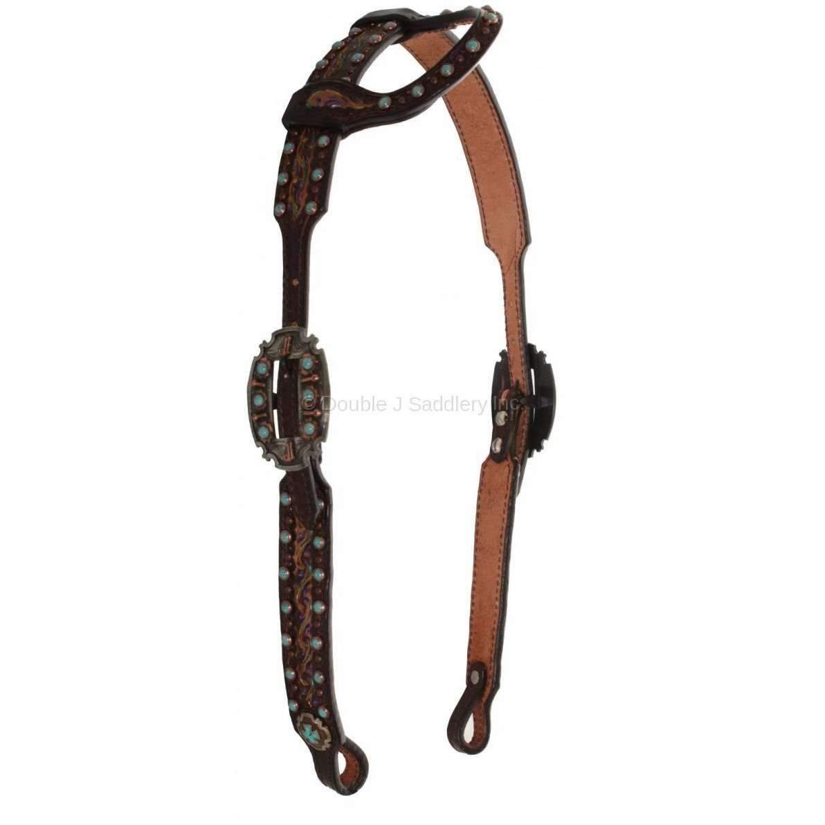 H673 - Brown Vintage Single Ear Headstall - Double J Saddlery