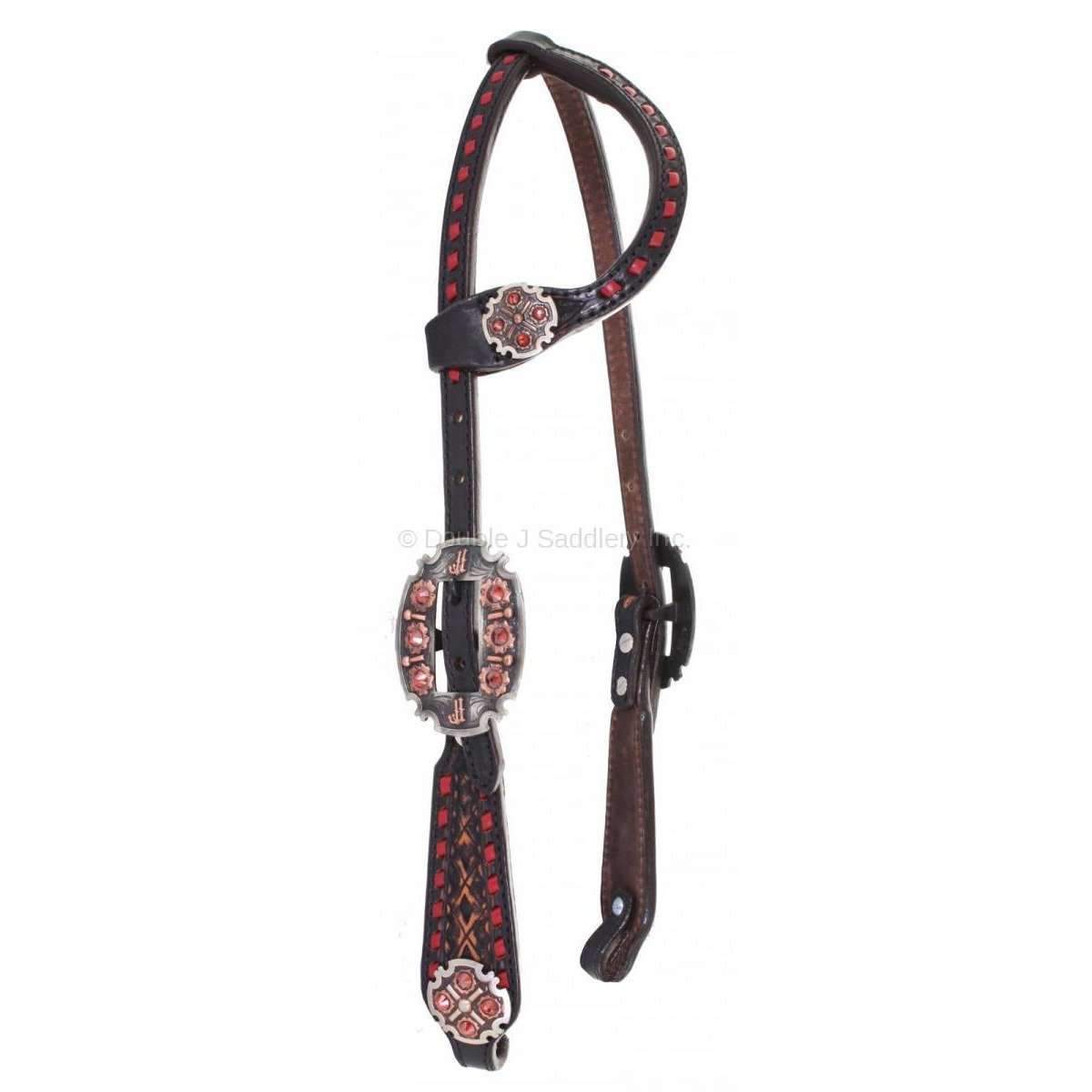 H715 - Black Vintage Single Ear Headstall - Double J Saddlery