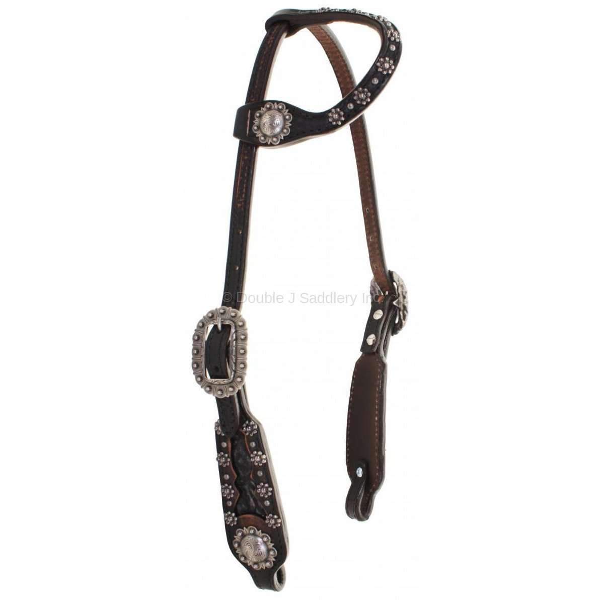 H716 - Black Vintage Single Ear Headstall - Double J Saddlery