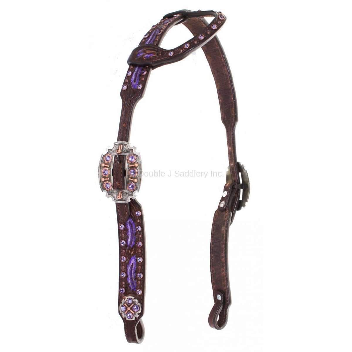 H722 - Brown Vintage Single Ear Headstall - Double J Saddlery
