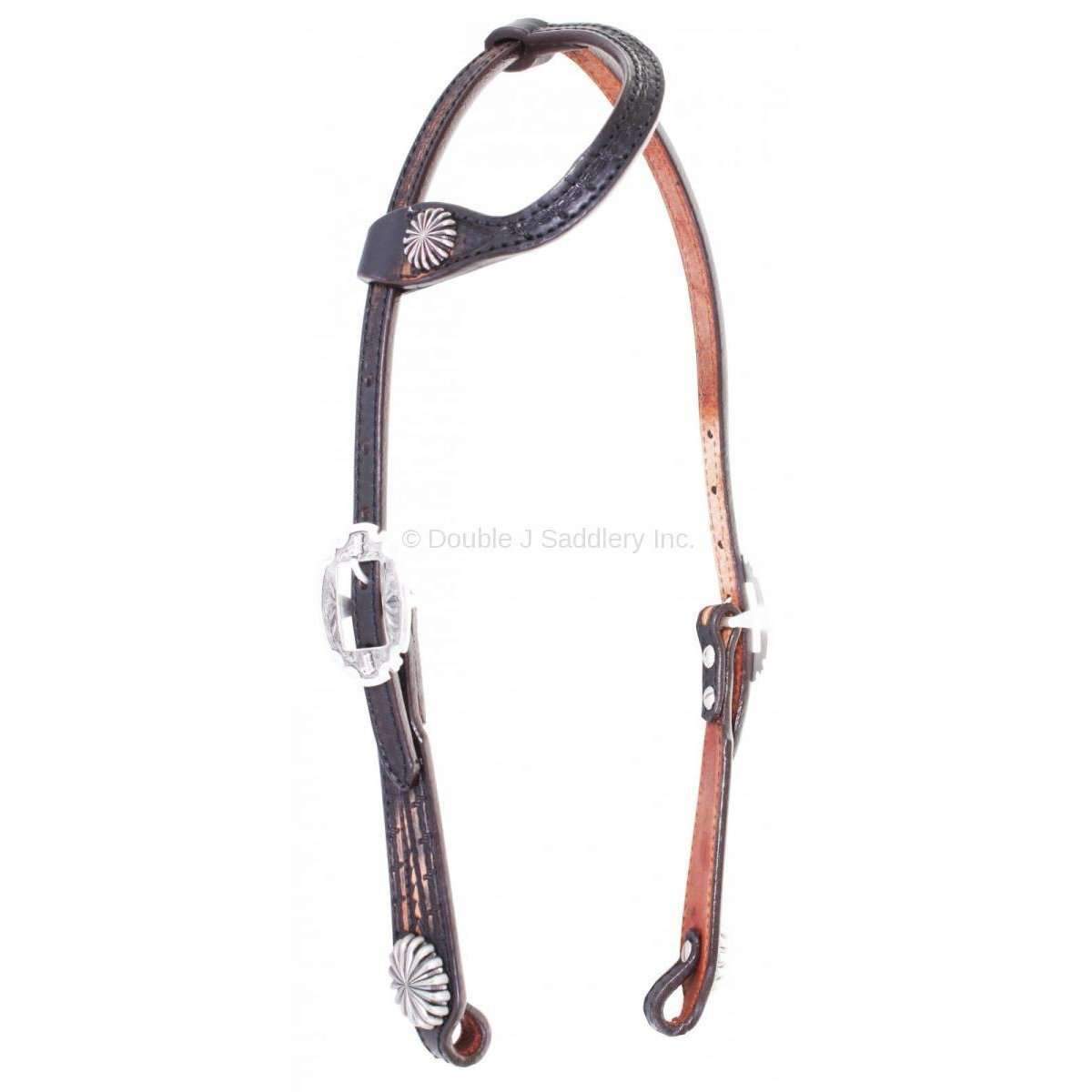 H729 - Black Vintage Single Ear Headstall - Double J Saddlery