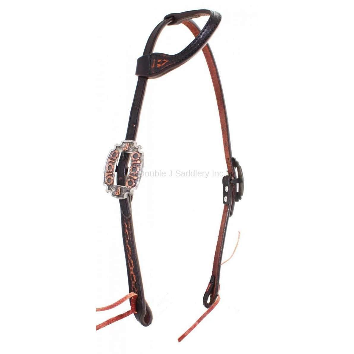 H747 - Black Vintage Single Ear Headstall - Double J Saddlery