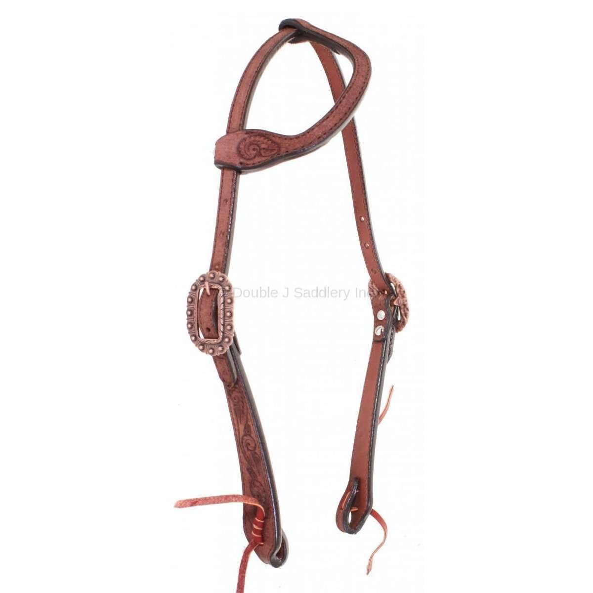 H748 - Brown Rough Out Single Ear Headstall - Double J Saddlery
