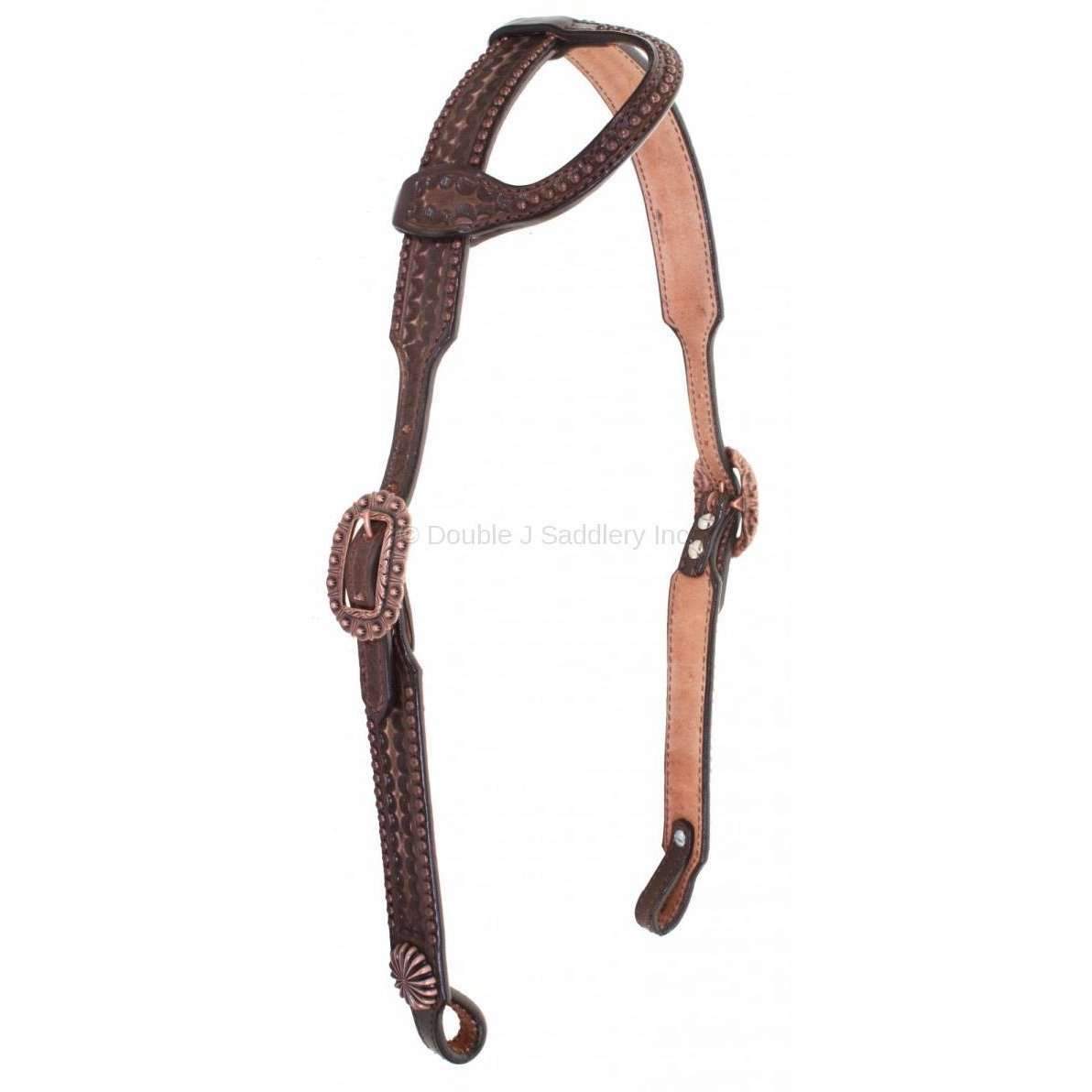 H763 - Brown Vintage Single Ear Headstall - Double J Saddlery