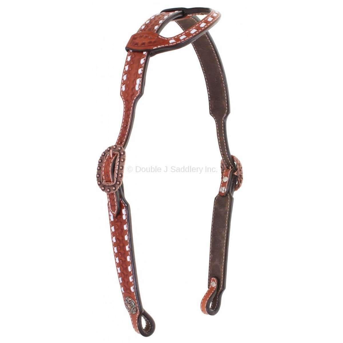 H766 - Cognac Leather Single Ear Headstall - Double J Saddlery