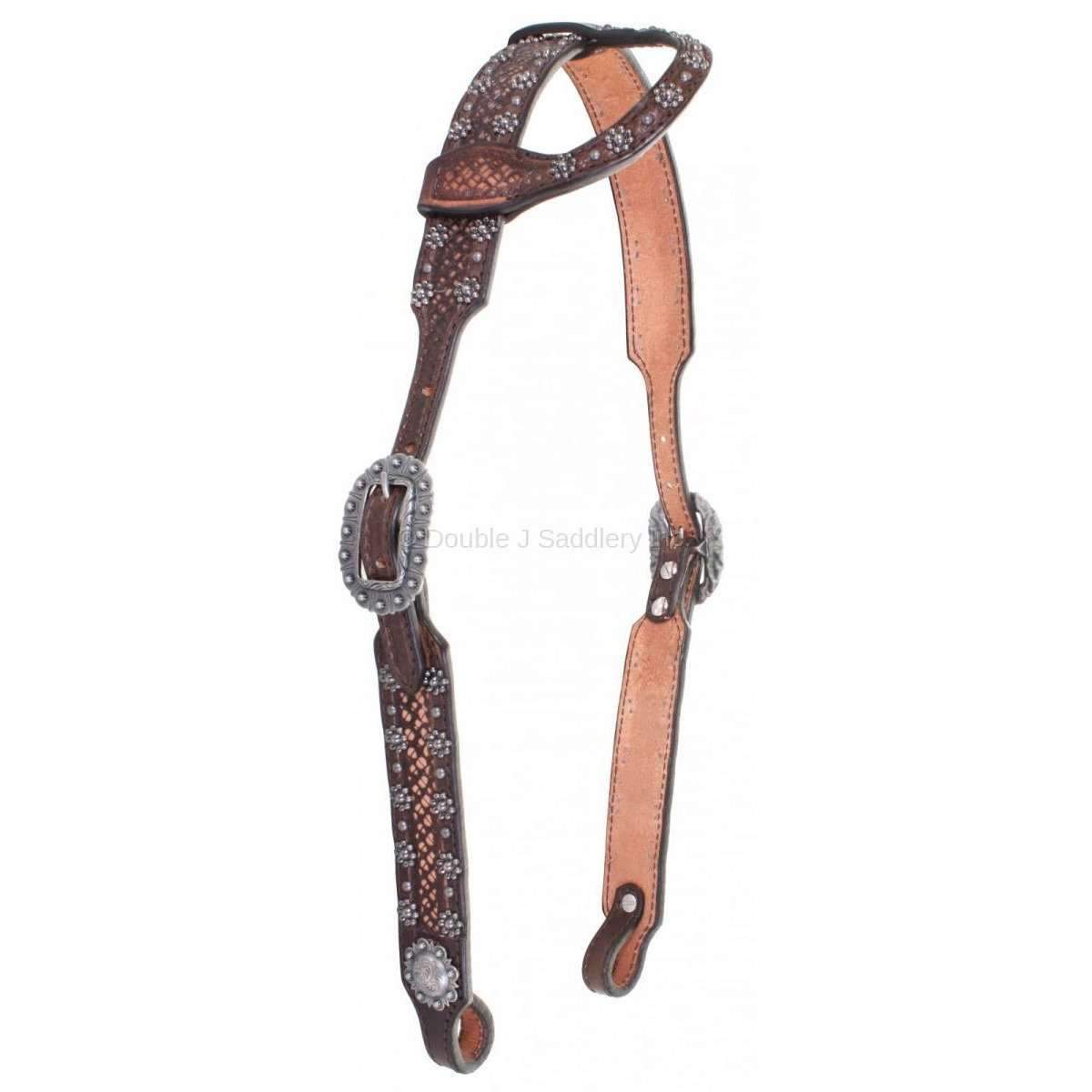 H796 - Brown Vintage Single Ear Headstall - Double J Saddlery