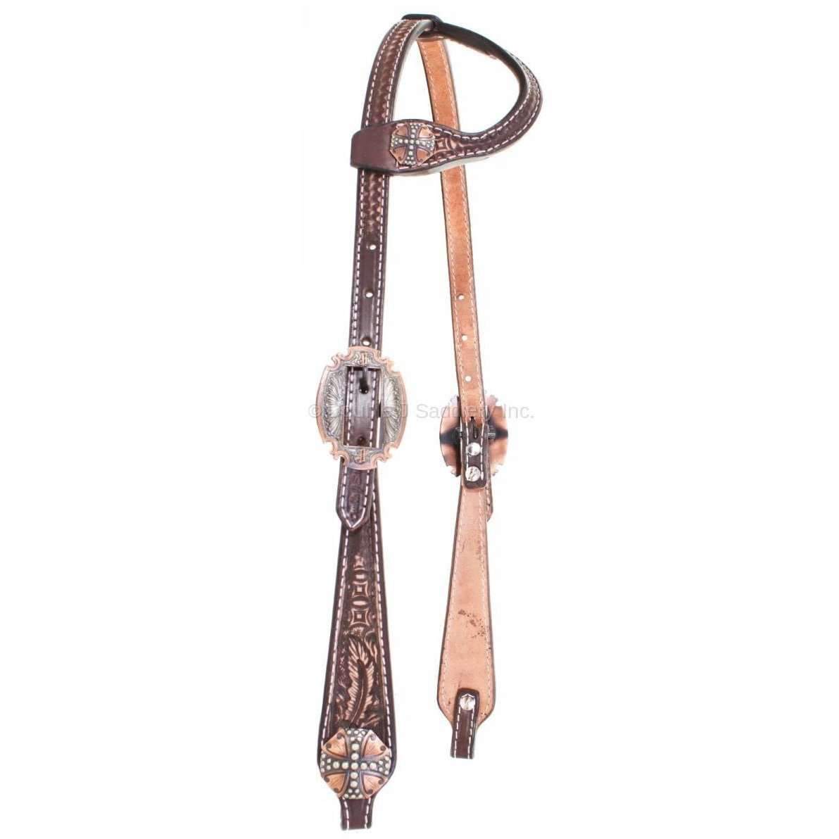 H818 - Brown Vintage Single Ear Headstall - Double J Saddlery