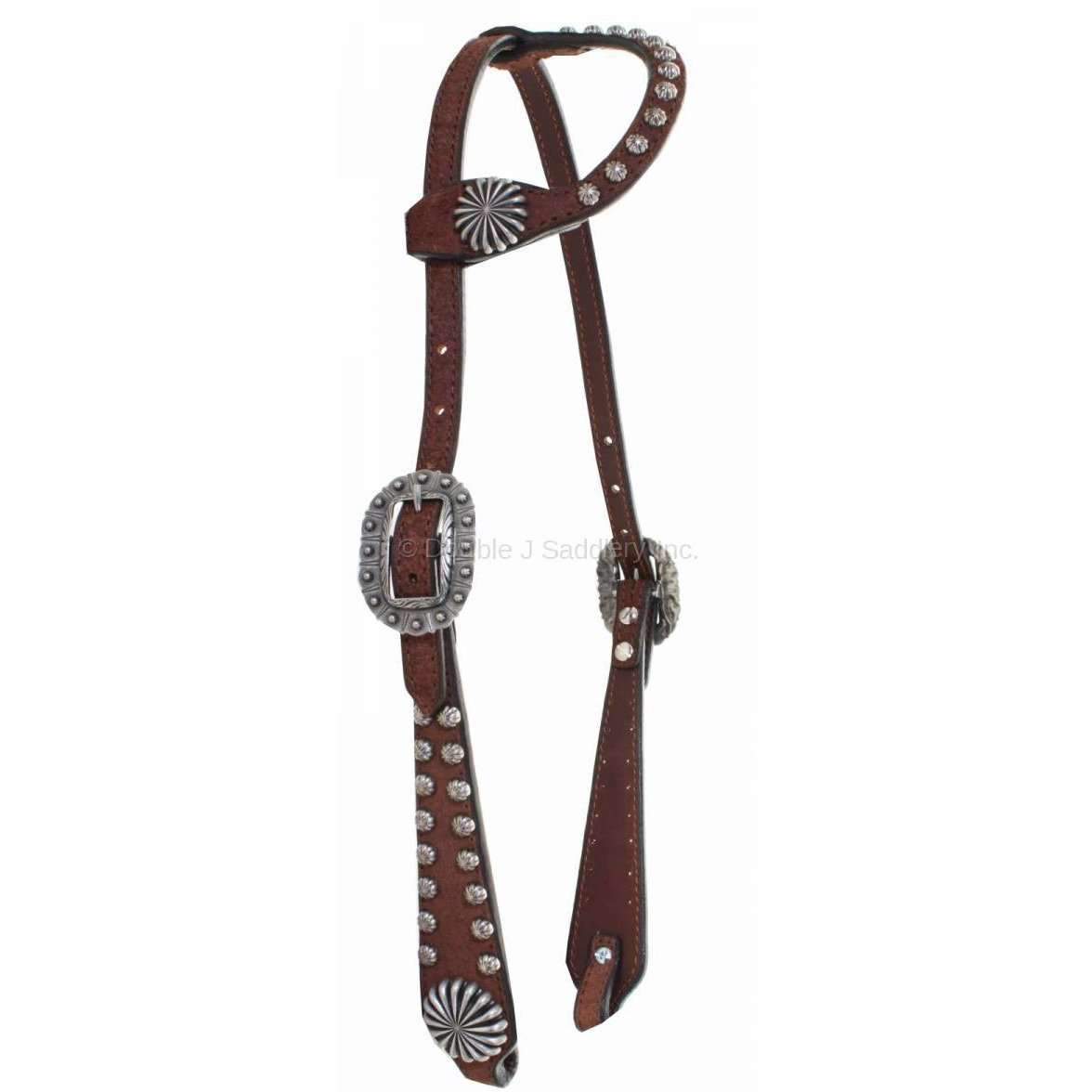 H824D - FAST SHIP Brown Vintage Single Ear Headstall - Double J Saddlery