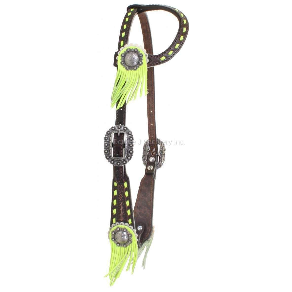 H827BF - Brown Vintage Single Ear Headstall - Double J Saddlery