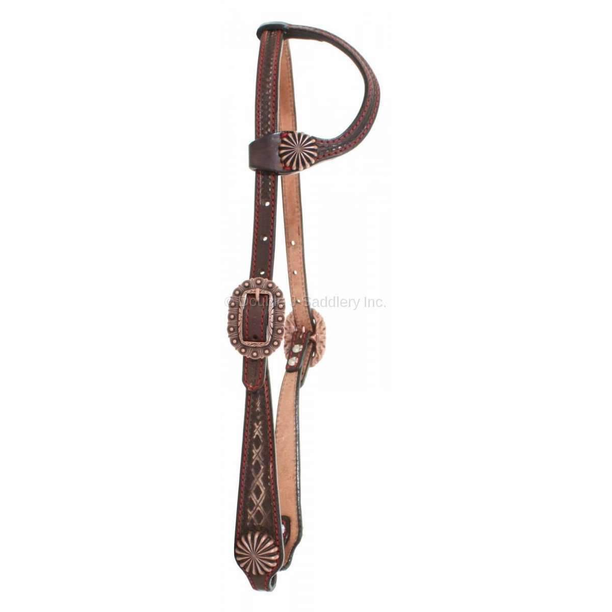 H835 - Brown Vintage Single Ear Headstall - Double J Saddlery