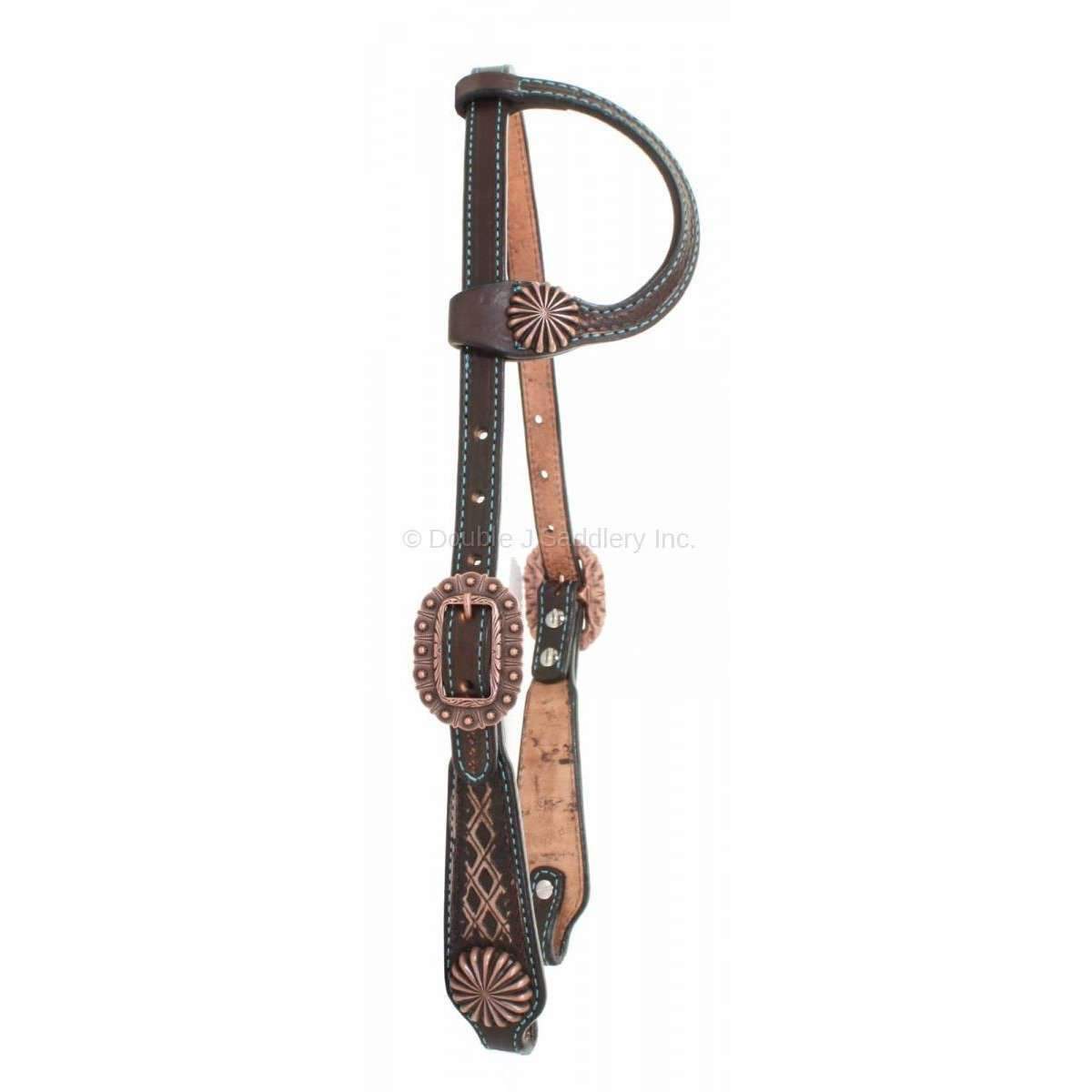 H839 - Brown Vintage Single Ear Headstall - Double J Saddlery