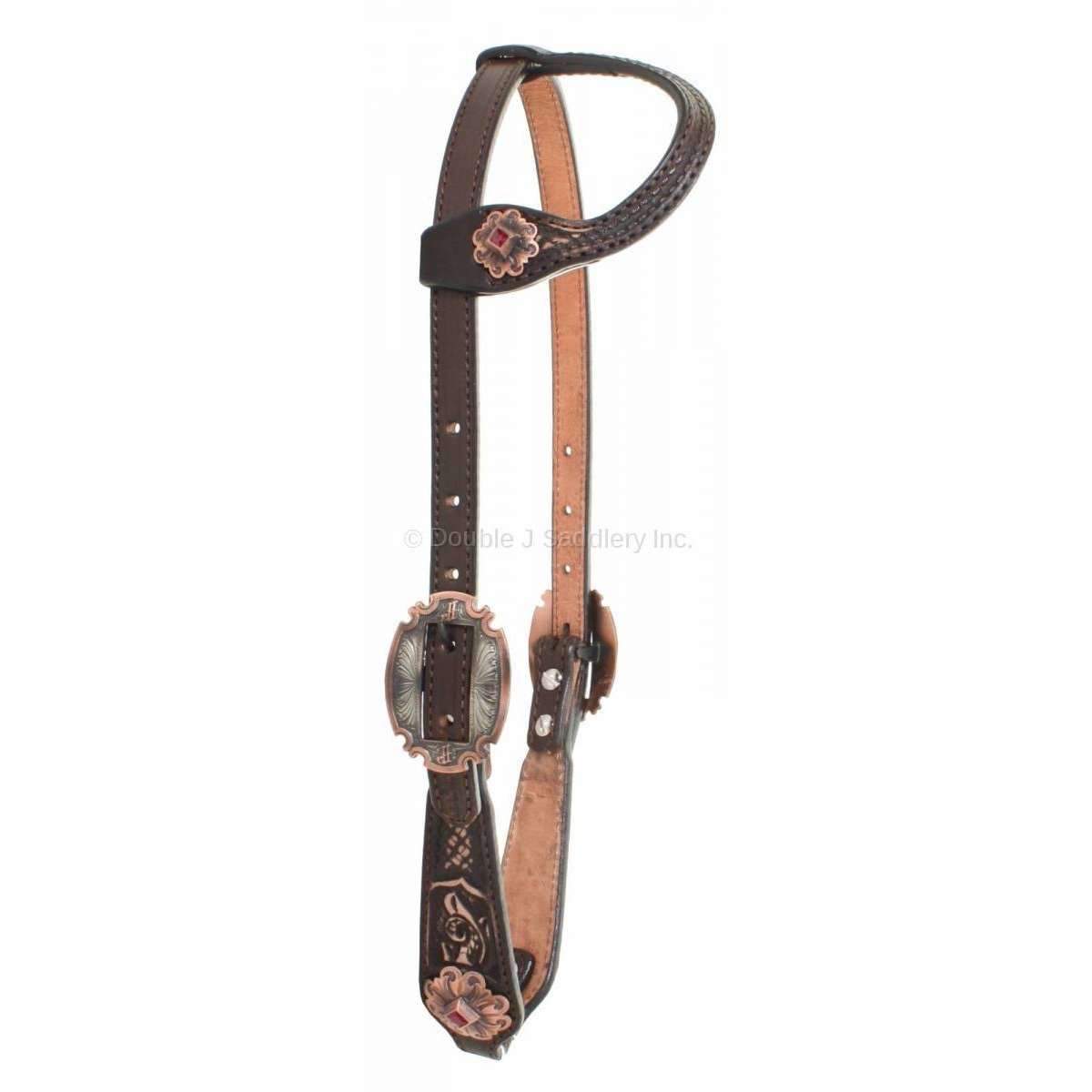 H841 - Brown Vintage Single Ear Headstall - Double J Saddlery