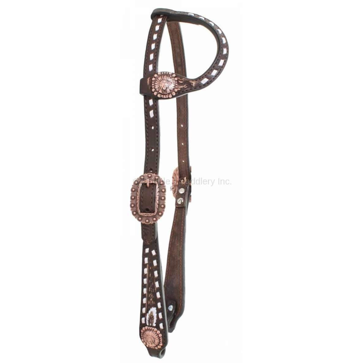 H842 - Brown Vintage Single Ear Headstall - Double J Saddlery