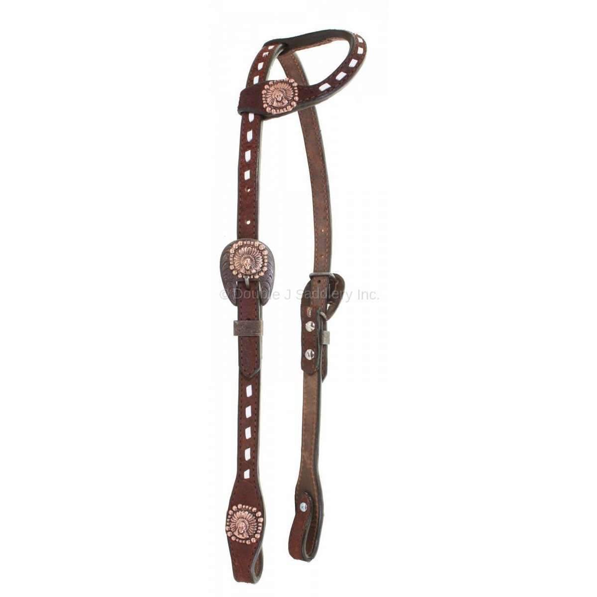 H846A - Brown Rough Out Single Ear Headstall - Double J Saddlery