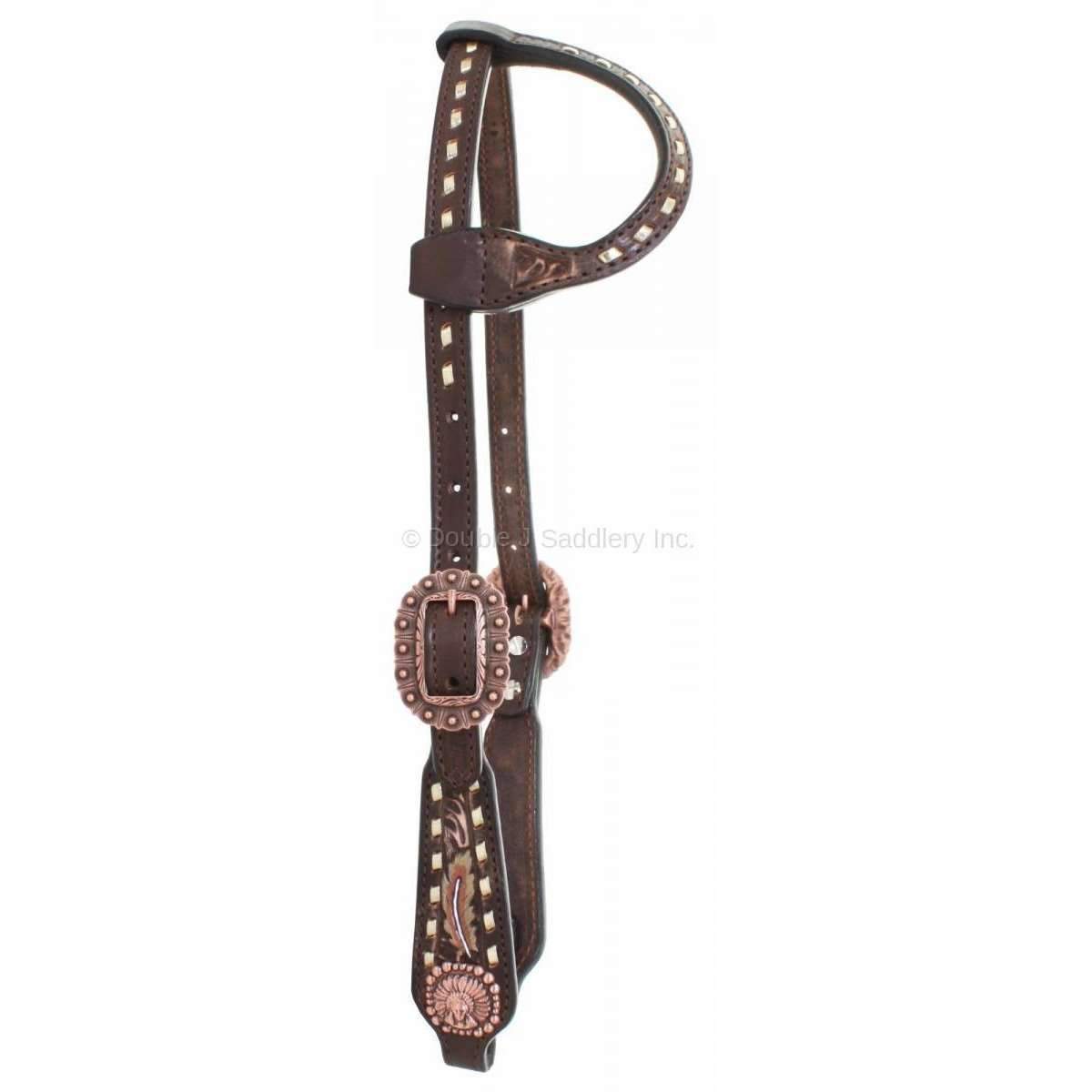 H847 - Brown Vintage Single Ear Headstall - Double J Saddlery