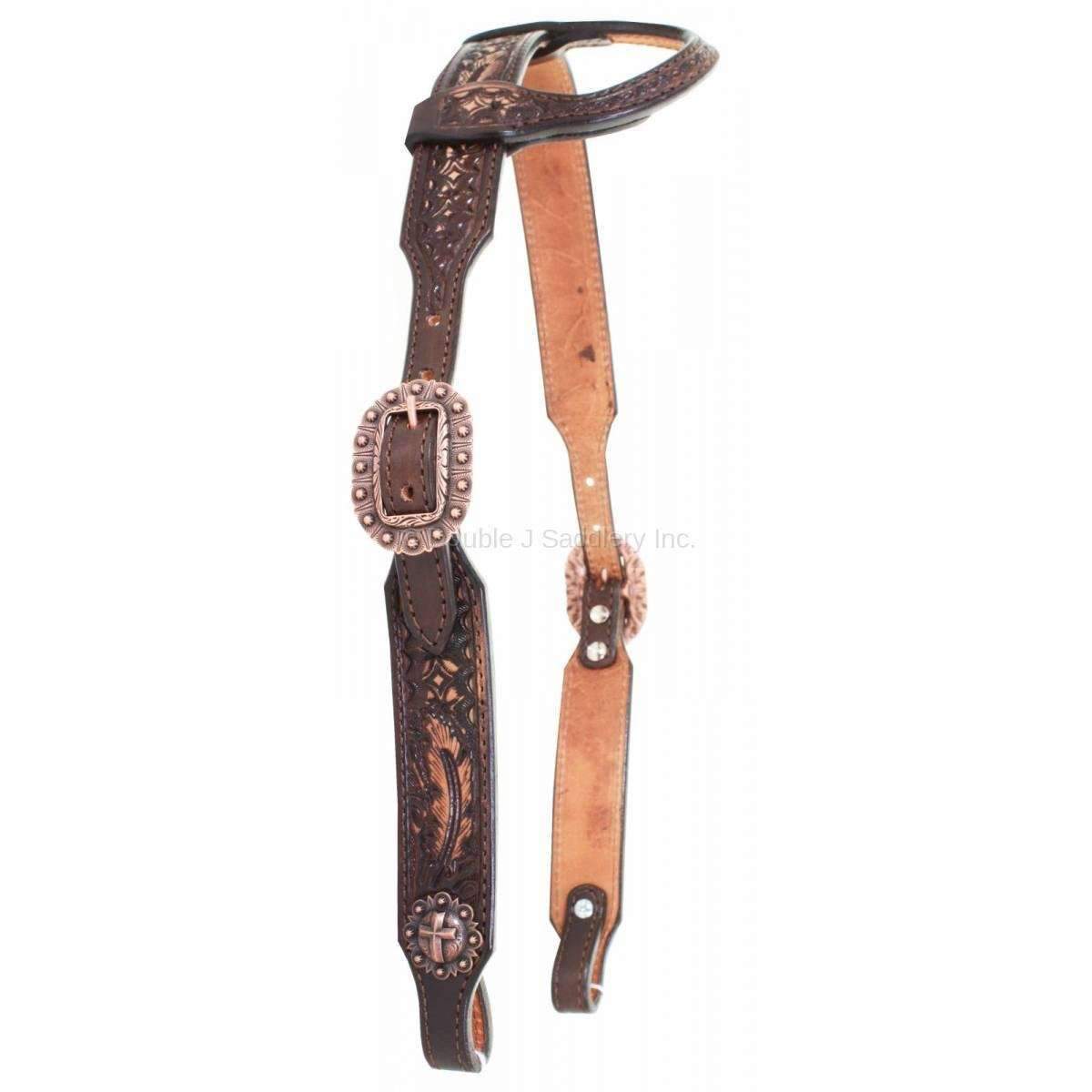 H853 - Brown Vintage Single Ear Headstall - Double J Saddlery