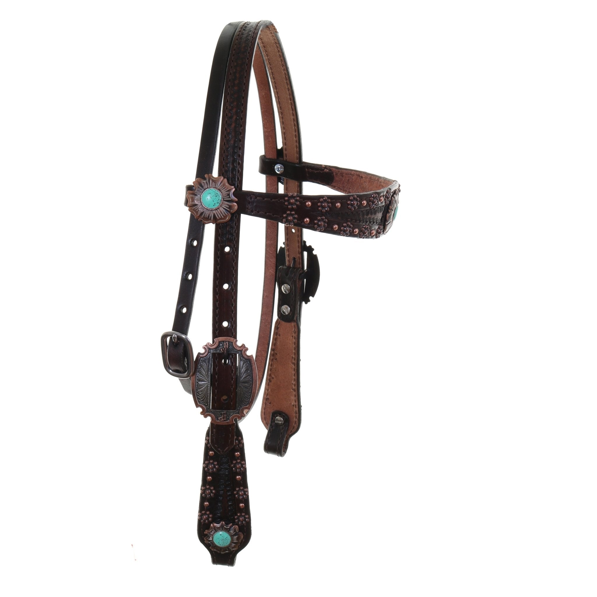 H862A - Brown Vintage Headstall - Double J Saddlery