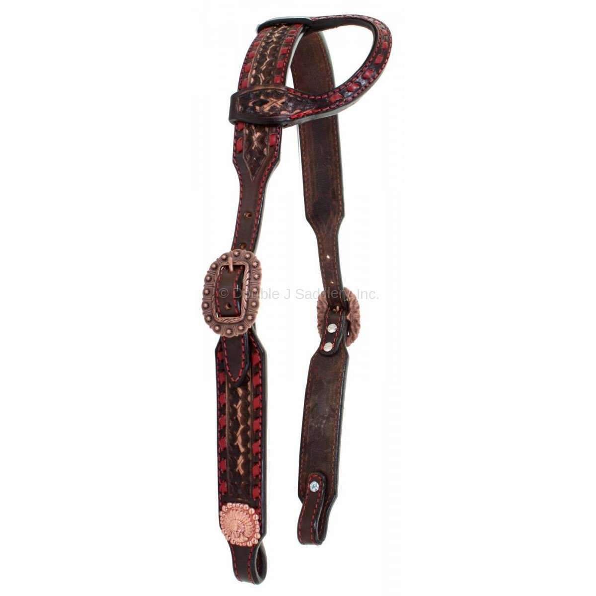 H890 - Brown Vintage Single Ear Headstall - Double J Saddlery