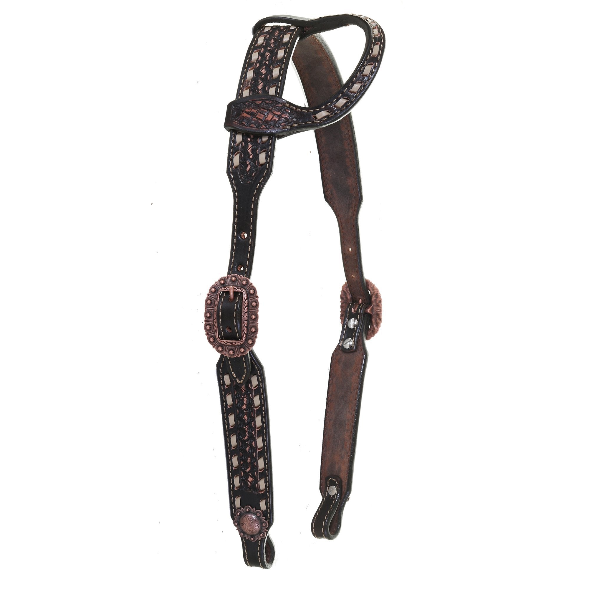 H891 - Brown Vintage Single Ear Headstall - Double J Saddlery